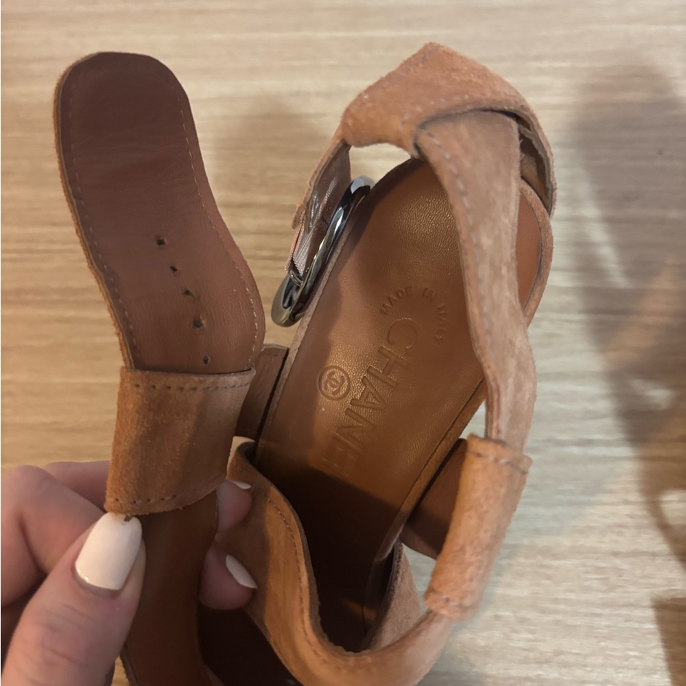 CHANEL Brown Wedge Sandals - Picture 3 of 4